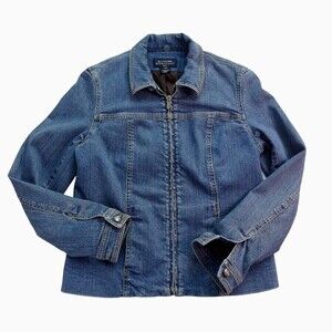 JONES NEW YORK Women's Denim Jean Jacket Full Zip Lined Pockets Preppy  P/S